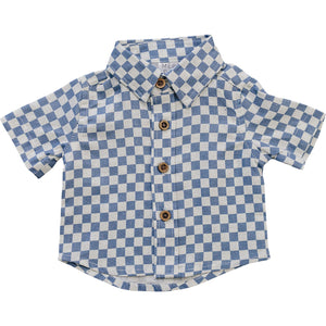 Blue Checkered Linen Button Up Shirt Blue Checkered Linen Button Up Shirt