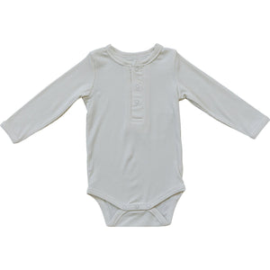 Cream Bamboo Snap Long Sleeve Ribbed Bodysuit Cream Bamboo Snap Long Sleeve Ribbed Bodysuit