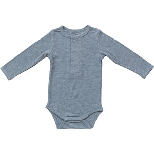 Heather Grey Bamboo Snap Long Sleeve Ribbed Bodysuit Heather Grey Bamboo Snap Long Sleeve Ribbed Bodysuit