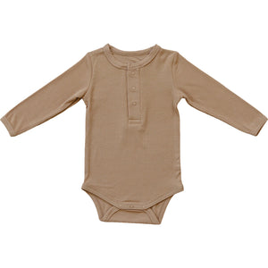 Latte Bamboo Snap Long Sleeve Ribbed Bodysuit Latte Bamboo Snap Long Sleeve Ribbed Bodysuit