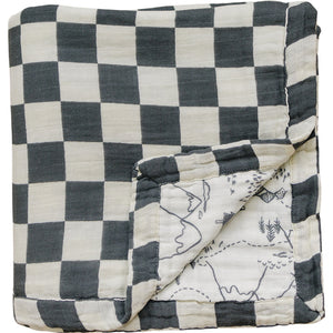 Charcoal Checkered + Summit Muslin Quilt Charcoal Checkered + Summit Muslin Quilt