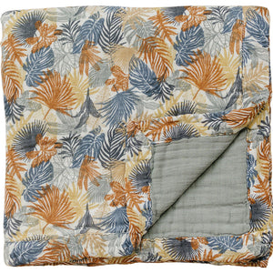Paradise Palms+ Dusty Blue Muslin Quilt Paradise Palms+ Dusty Blue Muslin Quilt