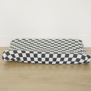 Charcoal Checkered Muslin Changing Pad Cover Charcoal Checkered Muslin Changing Pad Cover