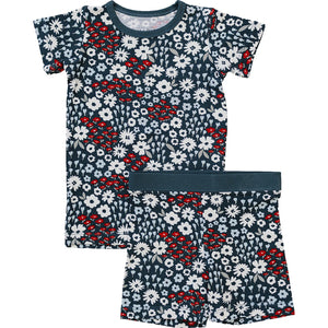 Americana Floral Ribbed Bamboo Cozy Short Set Americana Floral Ribbed Bamboo Cozy Short Set