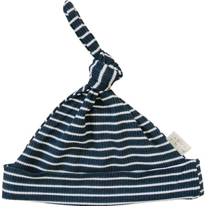 Navy Stripes Ribbed Bamboo Newborn Knot Hat Navy Stripes Ribbed Bamboo Newborn Knot Hat