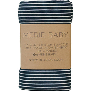 Navy Stripes Ribbed Bamboo Stretch Swaddle Navy Stripes Ribbed Bamboo Stretch Swaddle