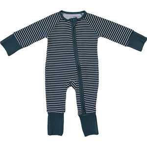 Navy Stripes Ribbed Bamboo Zipper Navy Stripes Ribbed Bamboo Zipper