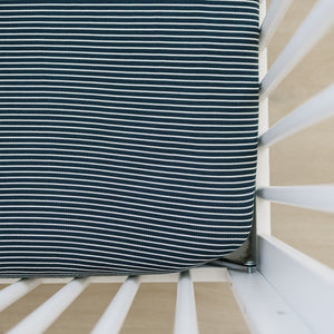 Navy Stripes Bamboo Stretch Crib Sheet Navy Stripes Bamboo Stretch Crib Sheet