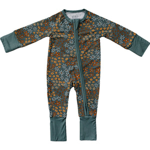 Navy Floral Bamboo Zipper Navy Floral Bamboo Zipper
