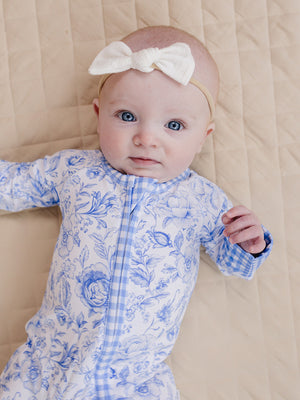 Bamboo Zip Romper | Blue Flowers Bamboo Zip Romper | Blue Flowers