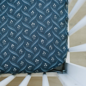 Navy Berry Muslin Crib Sheet Navy Berry Muslin Crib Sheet