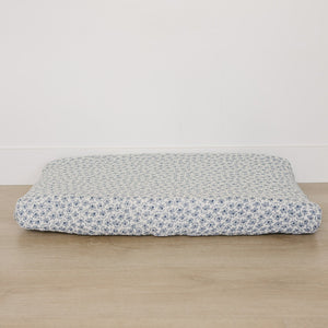 Blue Blossom Muslin Changing Pad Cover Blue Blossom Muslin Changing Pad Cover