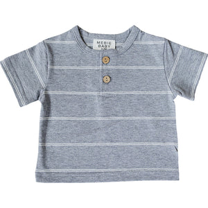 Grey Stripe Button Tee Grey Stripe Button Tee
