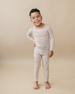 Bamboo Two Piece Set | Beige Gingham Bamboo Two Piece Set | Beige Gingham