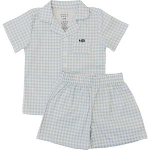 Light Blue Gingham Short Pajama Set Light Blue Gingham Short Pajama Set