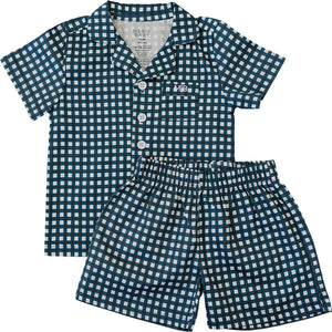 Navy Gingham Short Pajama Set Navy Gingham Short Pajama Set