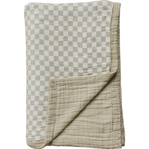 Taupe Checkered Twin Muslin Quilt Taupe Checkered Twin Muslin Quilt