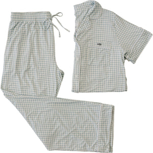 Women's Light Blue Gingham Lounge Set Women's Light Blue Gingham Lounge Set