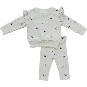 Cherry Ruffle French Terry Set Cherry Ruffle French Terry Set