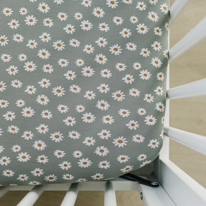 Light Green Daisy Bamboo Stretch Crib Sheet Light Green Daisy Bamboo Stretch Crib Sheet