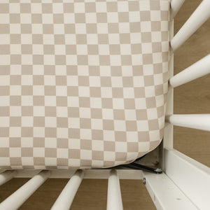 Taupe Checkered Bamboo Stretch Crib Sheet Taupe Checkered Bamboo Stretch Crib Sheet