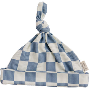 Blue Checkered Bamboo Newborn Knot Hat Blue Checkered Bamboo Newborn Knot Hat