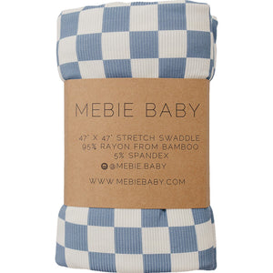 Blue Checkered Ribbed Bamboo Stretch Swaddle Blue Checkered Ribbed Bamboo Stretch Swaddle