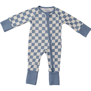 Blue Checkered Bamboo Zipper Blue Checkered Bamboo Zipper