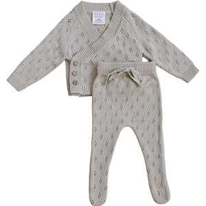 Taupe Pointelle Knit Set Taupe Pointelle Knit Set