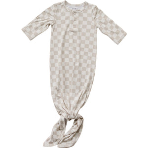 Taupe Checkered Bamboo Knot Gown Taupe Checkered Bamboo Knot Gown