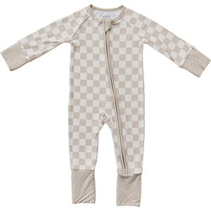 Taupe Checkered Bamboo Zipper Taupe Checkered Bamboo Zipper