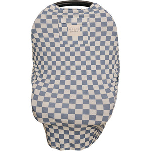 Blue Checkered Ribbed Bamboo Multi-Use Cover Blue Checkered Ribbed Bamboo Multi-Use Cover