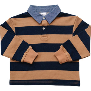 Camel & Navy Striped Collar Shirt Camel & Navy Striped Collar Shirt