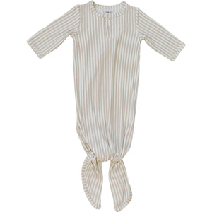 Taupe Stripe Ribbed Bamboo Knot Gown Taupe Stripe Ribbed Bamboo Knot Gown