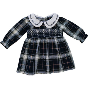 Navy Plaid Smocked Dress Navy Plaid Smocked Dress