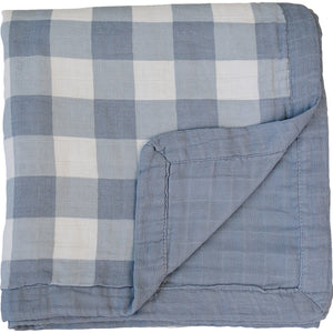 Dusty Blue Gingham + Dusty Blue Muslin Quilt Dusty Blue Gingham + Dusty Blue Muslin Quilt