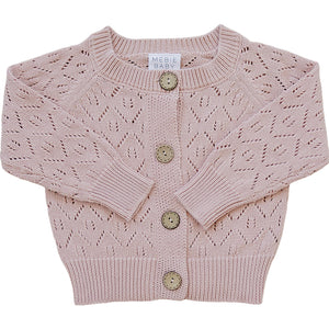 Pink Pointelle Button Down Cardigan Pink Pointelle Button Down Cardigan