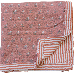 Vintage Pink Floral + Pink Stripes Muslin Quilt Vintage Pink Floral + Pink Stripes Muslin Quilt