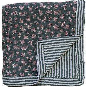 Olive Bloom + Green Stripes Muslin Quilt Olive Bloom + Green Stripes Muslin Quilt