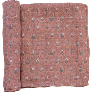 Vintage Pink Floral Muslin Swaddle Blanket Vintage Pink Floral Muslin Swaddle Blanket