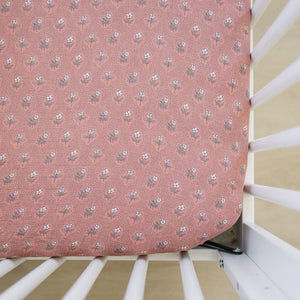 Vintage Pink Floral Muslin Crib Sheet Vintage Pink Floral Muslin Crib Sheet