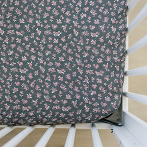 Olive Bloom Muslin Crib Sheet Olive Bloom Muslin Crib Sheet