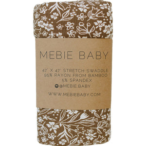 Brown Floral Ribbed Bamboo Stretch Swaddle Brown Floral Ribbed Bamboo Stretch Swaddle