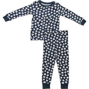 Navy Daisy Ribbed Bamboo Cozy Set Navy Daisy Ribbed Bamboo Cozy Set