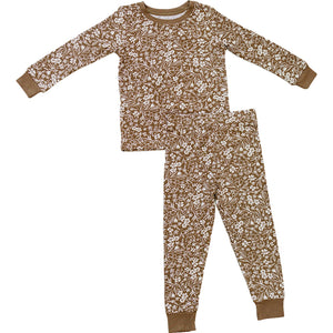 Brown Floral Ribbed Bamboo Cozy Set Brown Floral Ribbed Bamboo Cozy Set