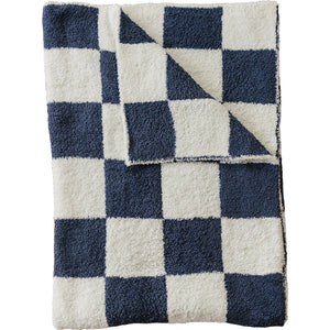 Navy Checkered Plush Blanket Navy Checkered Plush Blanket