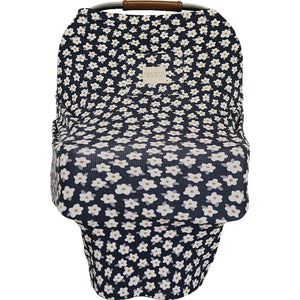 Navy Daisy Ribbed Bamboo Multi-Use Cover Navy Daisy Ribbed Bamboo Multi-Use Cover