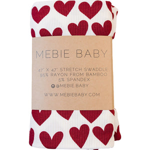 Hearts Ribbed Bamboo Stretch Swaddle Hearts Ribbed Bamboo Stretch Swaddle