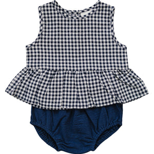 Navy Gingham Peplum Set Navy Gingham Peplum Set