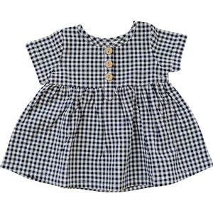 Navy Gingham Linen Cotton Dress Navy Gingham Linen Cotton Dress